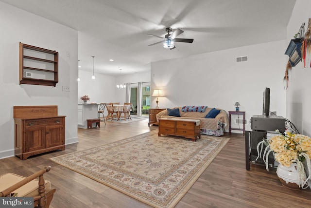 612 Cypress Dr Unit 51, Hanover, PA 17331 - living room featuring a ceiling fan, wood finished floors, and recessed lighting