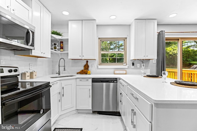 8 Cross Falls Cir, Sparks Glencoe, MD 21152 - kitchen with appliances with stainless steel finishes, open shelves, white cabinets, light countertops, and recessed lighting