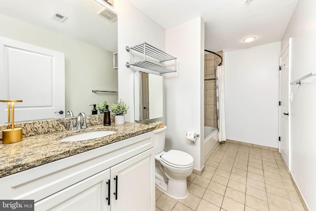 1111 25th St NW Unit 521, Washington, DC 20037 - full bath featuring vanity, tile patterned floors, and shower / bath combo with shower curtain