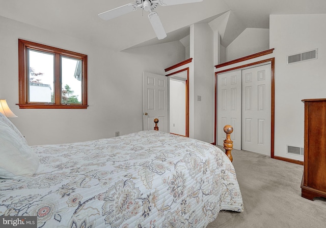 20 Grove Ave, Flourtown, PA 19031 - bedroom with carpet, lofted ceiling, a closet, and ceiling fan