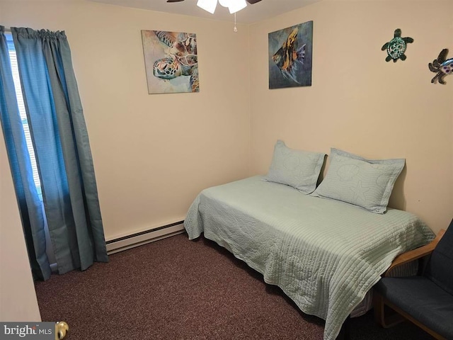 1 Lighthouse Cv, Brigantine, NJ 08203 - bedroom featuring a baseboard radiator, carpet, and ceiling fan