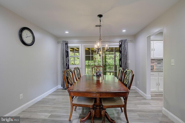 1326 Balsam St, Saint Leonard, MD 20685 - dining room with a chandelier, recessed lighting, and light wood-type flooring