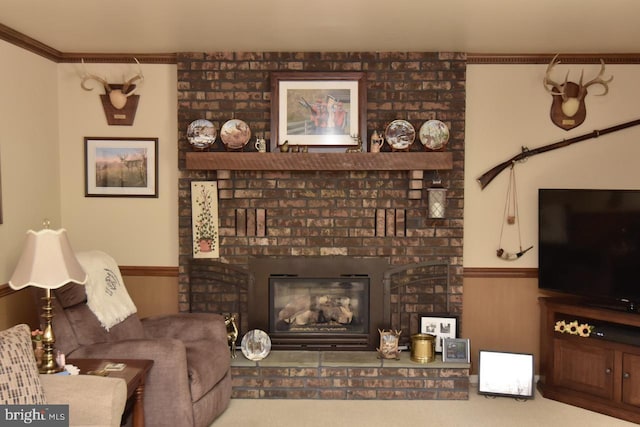 401 Antietam Rd, Reading, PA 19606 - living area with a fireplace and a wainscoted wall