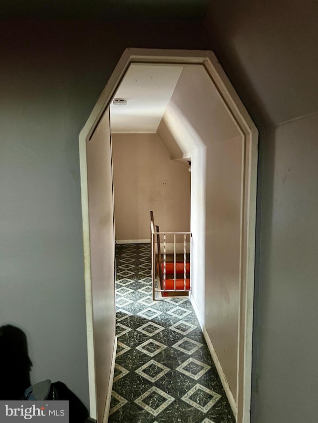 2817 Boyd St, Pennsauken, NJ 08110 - hall with tile patterned floors and vaulted ceiling