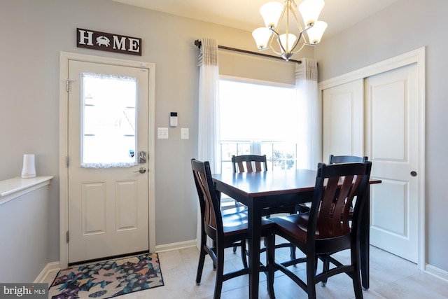 1712 Renaissance Dr, Baltimore, MD 21221 - dining space featuring a chandelier and baseboards