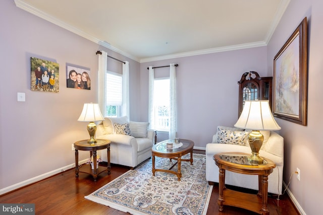 1712 Renaissance Dr, Baltimore, MD 21221 - living area featuring wood finished floors and ornamental molding