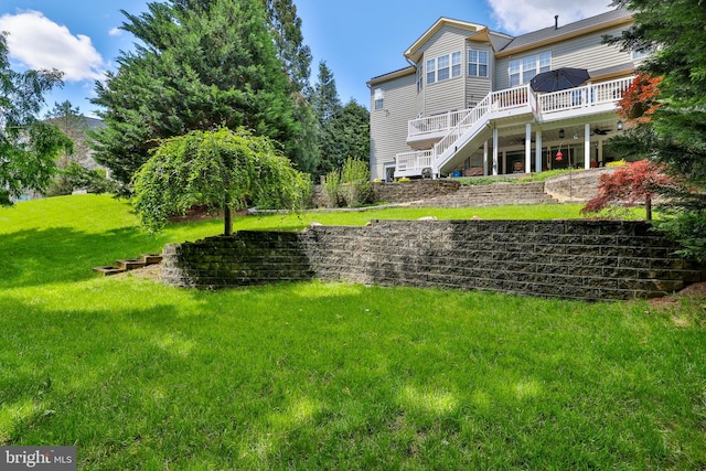 1504 Brookdale Ct, Winchester, VA 22601 - back of house with a deck, stairs, and a yard