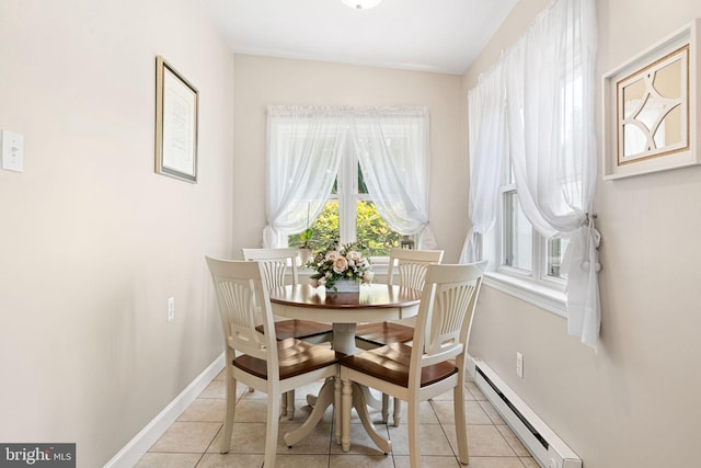 143 Moore Ave, Barrington, NJ 08007 - dining room with a baseboard heating unit and light tile patterned floors
