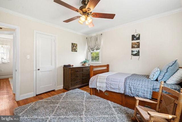 143 Moore Ave, Barrington, NJ 08007 - bedroom featuring wood finished floors, ornamental molding, and ceiling fan