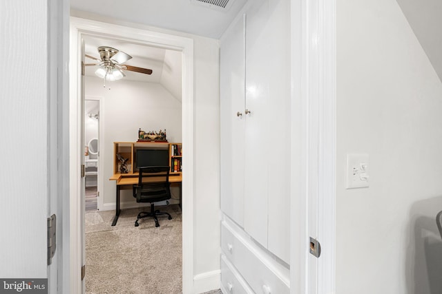 143 Moore Ave, Barrington, NJ 08007 - carpeted home office featuring a ceiling fan and vaulted ceiling