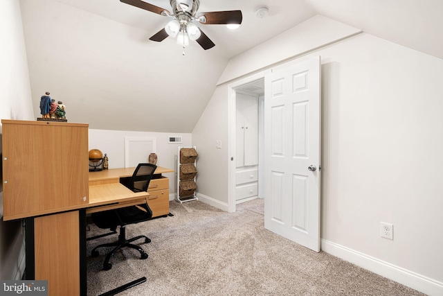 143 Moore Ave, Barrington, NJ 08007 - office area featuring vaulted ceiling, light colored carpet, and ceiling fan