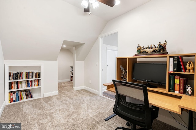 143 Moore Ave, Barrington, NJ 08007 - office area with vaulted ceiling, carpet floors, and a ceiling fan