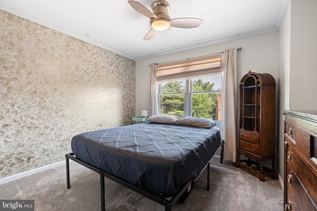 13 Summit Ct, Plymouth Meeting, PA 19462 - bedroom featuring carpet floors, ornamental molding, and ceiling fan