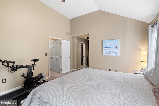 13 Summit Ct, Plymouth Meeting, PA 19462 - bedroom featuring carpet floors, high vaulted ceiling, and a ceiling fan