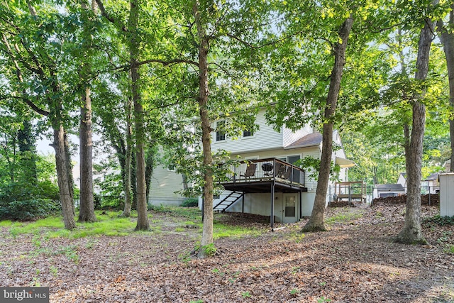 71 Winfield Rd, Sicklerville, NJ 08081 - rear view of property with a wooden deck and stairway