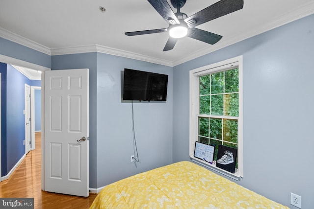 1712 Apple Blossom Ct, Bowie, MD 20721 - bedroom with wood finished floors, crown molding, and a ceiling fan