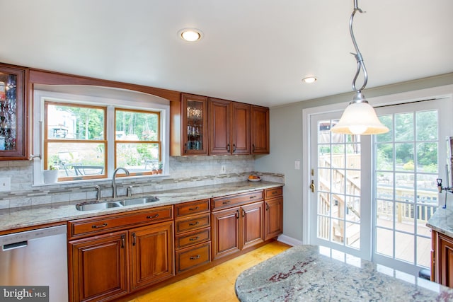 175 Pullen Station Rd, Quakertown, PA 18951 - kitchen featuring dishwasher, brown cabinets, plenty of natural light, and recessed lighting