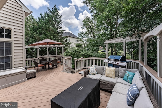 12655 Arthur Graves Jr Ct, Bristow, VA 20136 - deck with an outdoor living space, grilling area, outdoor dining area, and a gazebo