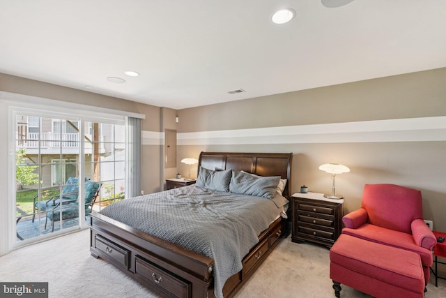 9924 Whitemoss Dr, Manassas, VA 20109 - bedroom featuring light colored carpet, access to exterior, and recessed lighting