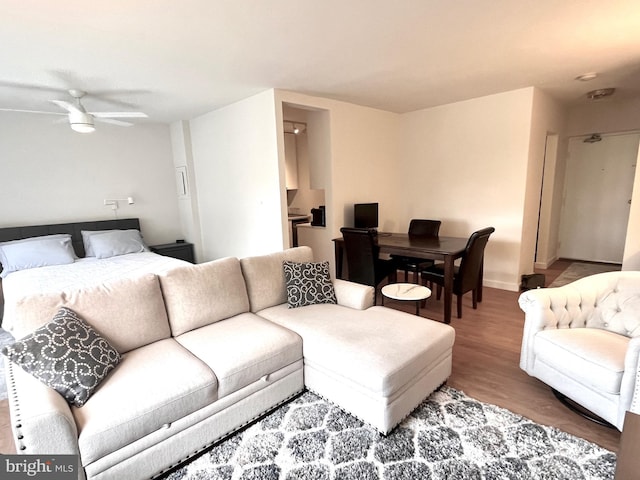 3601 5th St S Unit 408, Arlington, VA 22204 - living room with ceiling fan and wood finished floors
