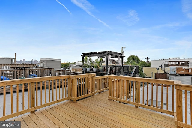 3016 Dillon St, Baltimore, MD 21224 - wooden deck featuring a pergola