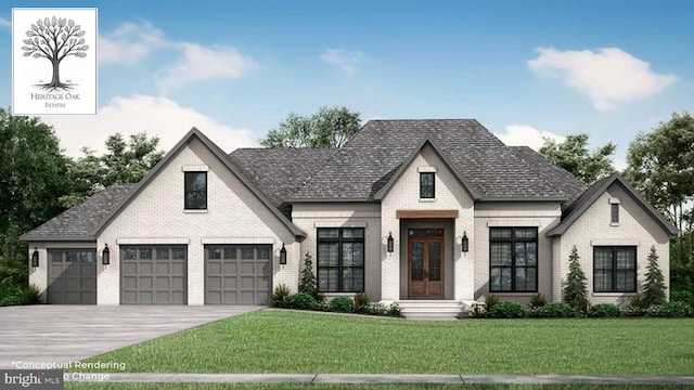 LOT1 Bidle Rd, Middletown, MD 21769 - view of front of house with brick siding, driveway, a front lawn, french doors, and an attached garage