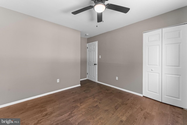 112 Beacon, Moorestown, NJ 08057 - unfurnished bedroom with a closet, wood finished floors, and a ceiling fan