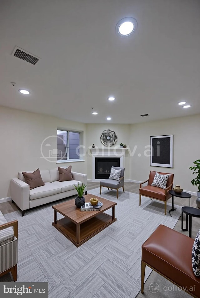 3655 Islington St, Frederick, MD 21704 - living area featuring recessed lighting and a glass covered fireplace