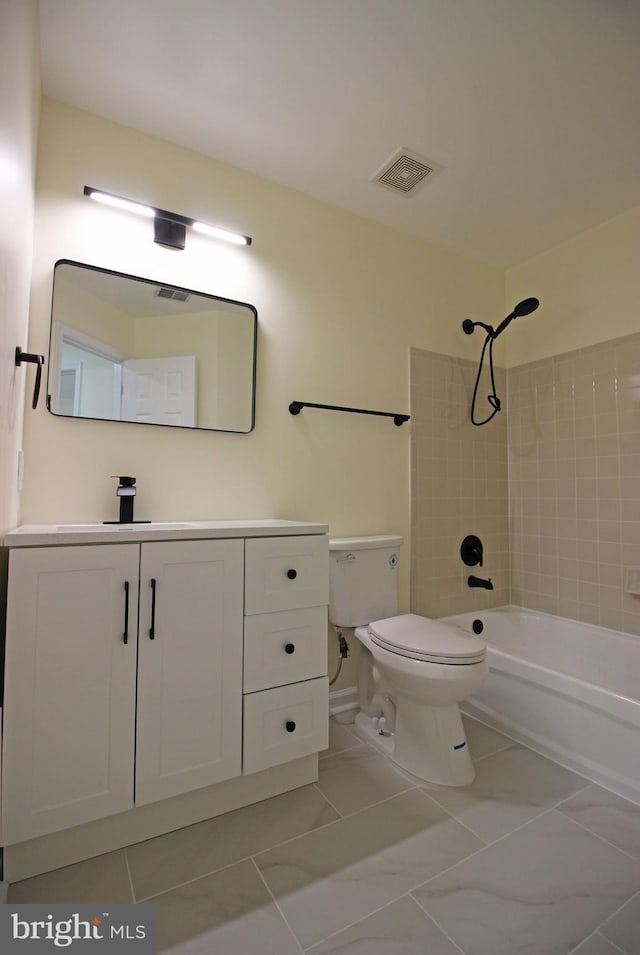 3655 Islington St, Frederick, MD 21704 - full bathroom with toilet, vanity, bathing tub / shower combination, and marble finish flooring