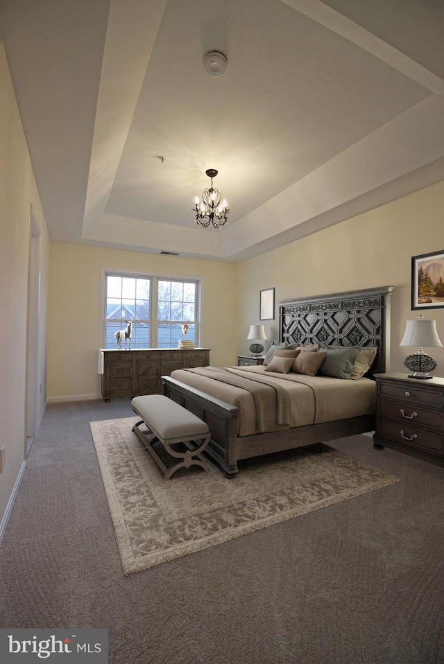 3655 Islington St, Frederick, MD 21704 - bedroom featuring carpet flooring, a raised ceiling, and a chandelier