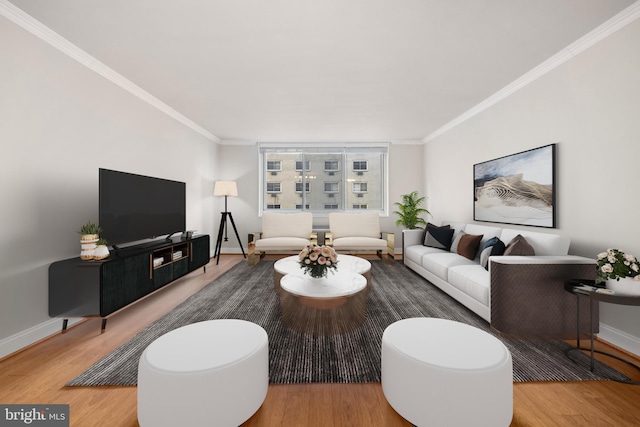 1901 John F Kennedy Blvd Unit 1414, Philadelphia, PA 19103 - living area with ornamental molding and wood finished floors