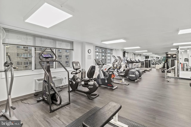 1901 John F Kennedy Blvd Unit 1414, Philadelphia, PA 19103 - gym featuring wood finished floors and a wall mounted AC