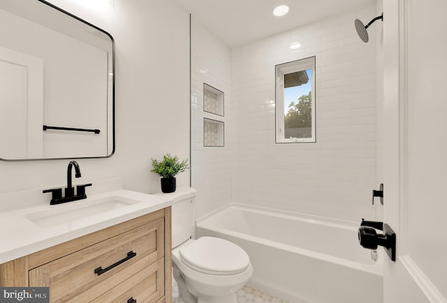 6232 18th Rd N, Arlington, VA 22205 - bathroom featuring vanity, shower / bathtub combination, and recessed lighting