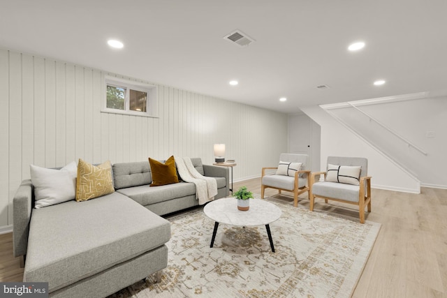 6232 18th Rd N, Arlington, VA 22205 - living room with light wood-style floors, recessed lighting, and stairway