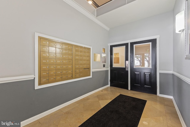 1581 Spring Gate Dr Unit 5309, Mclean, VA 22102 - entryway with tile patterned floors, mail area, and crown molding