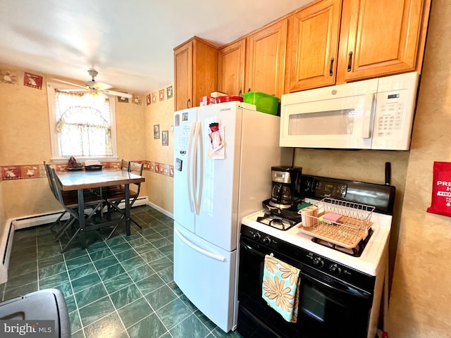 1838 Benson St, Philadelphia, PA 19152 - kitchen with white appliances, a ceiling fan, and light countertops