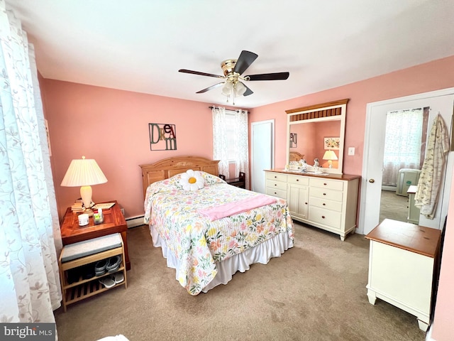 1838 Benson St, Philadelphia, PA 19152 - carpeted bedroom featuring a baseboard radiator and a ceiling fan