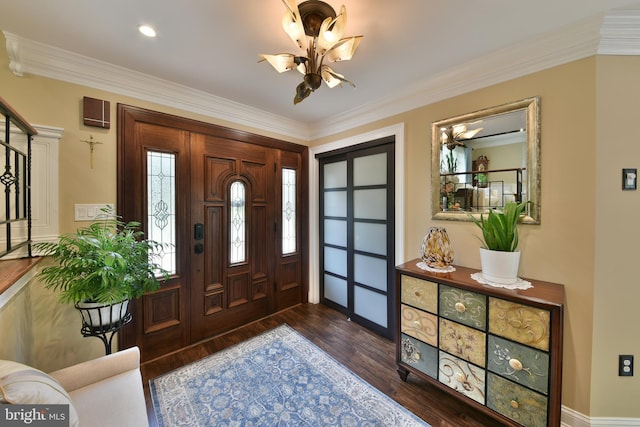 342 Glenn Ave, Lawrenceville, NJ 08648 - foyer entrance with dark wood-style floors and ornamental molding