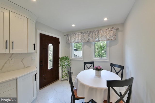 342 Glenn Ave, Lawrenceville, NJ 08648 - dining area with light marble finish flooring and recessed lighting