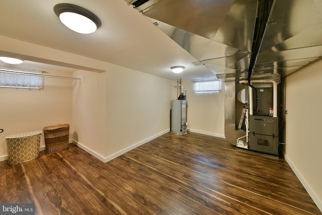 342 Glenn Ave, Lawrenceville, NJ 08648 - basement with water heater, wood finished floors, and heating unit