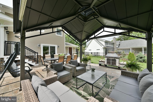 342 Glenn Ave, Lawrenceville, NJ 08648 - view of patio featuring an outdoor living space with a fireplace and outdoor dining space