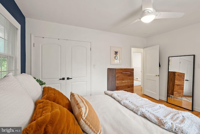 6018 25th Rd N, Arlington, VA 22207 - bedroom with a closet, wood finished floors, and a ceiling fan