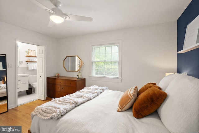 6018 25th Rd N, Arlington, VA 22207 - bedroom featuring light wood-style flooring, ensuite bathroom, and a ceiling fan