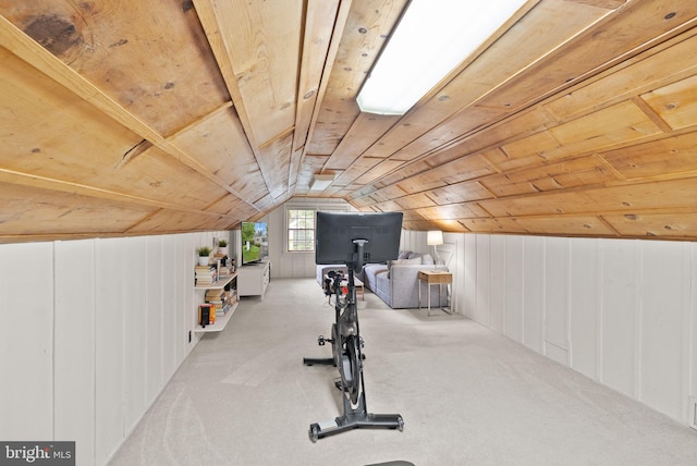 6018 25th Rd N, Arlington, VA 22207 - workout area with wooden ceiling, carpet floors, and lofted ceiling