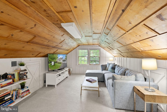 6018 25th Rd N, Arlington, VA 22207 - living area with light carpet, lofted ceiling, and wooden ceiling