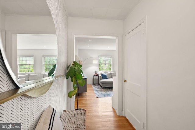 6018 25th Rd N, Arlington, VA 22207 - hall featuring light wood finished floors and ornamental molding