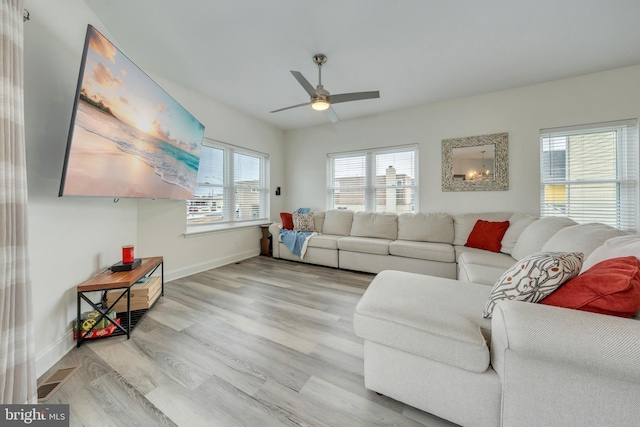 209 N New York Ave Unit 2, North Wildwood, NJ 08260 - living area featuring ceiling fan and wood finished floors