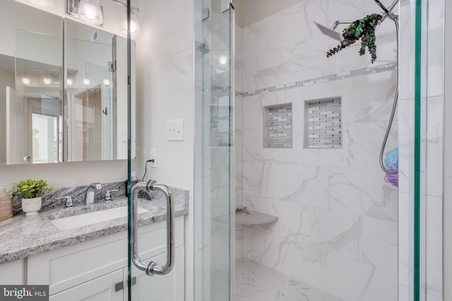 209 N New York Ave Unit 2, North Wildwood, NJ 08260 - bathroom featuring a marble finish shower and vanity