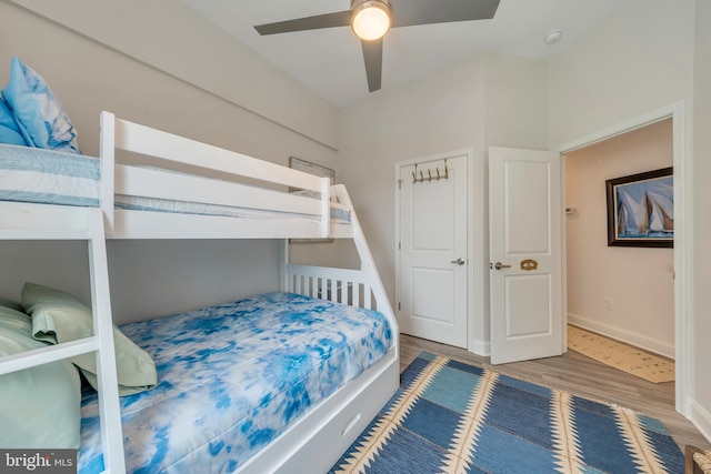 209 N New York Ave Unit 2, North Wildwood, NJ 08260 - bedroom featuring wood finished floors and a ceiling fan