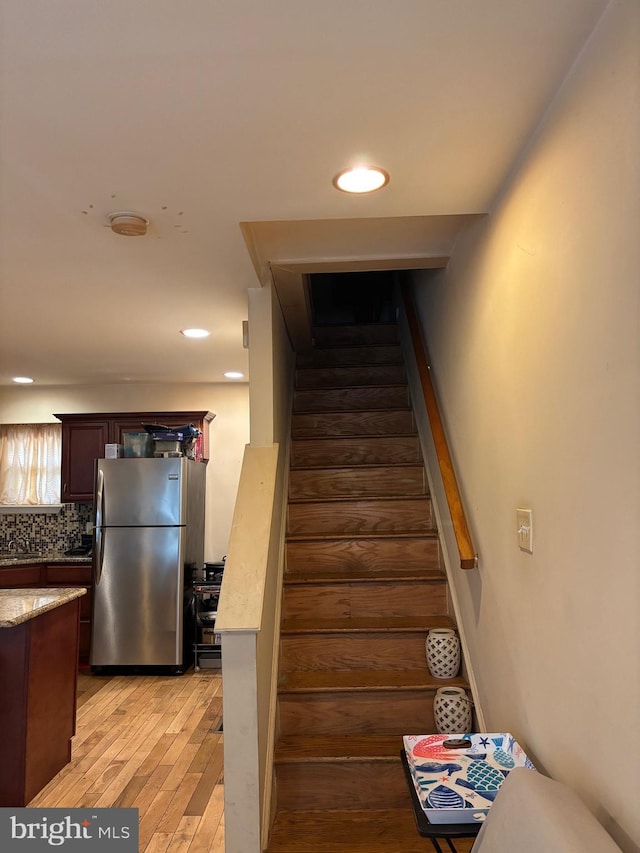 2739 W Harper St W, Philadelphia, PA 19130 - stairway featuring hardwood / wood-style flooring and recessed lighting